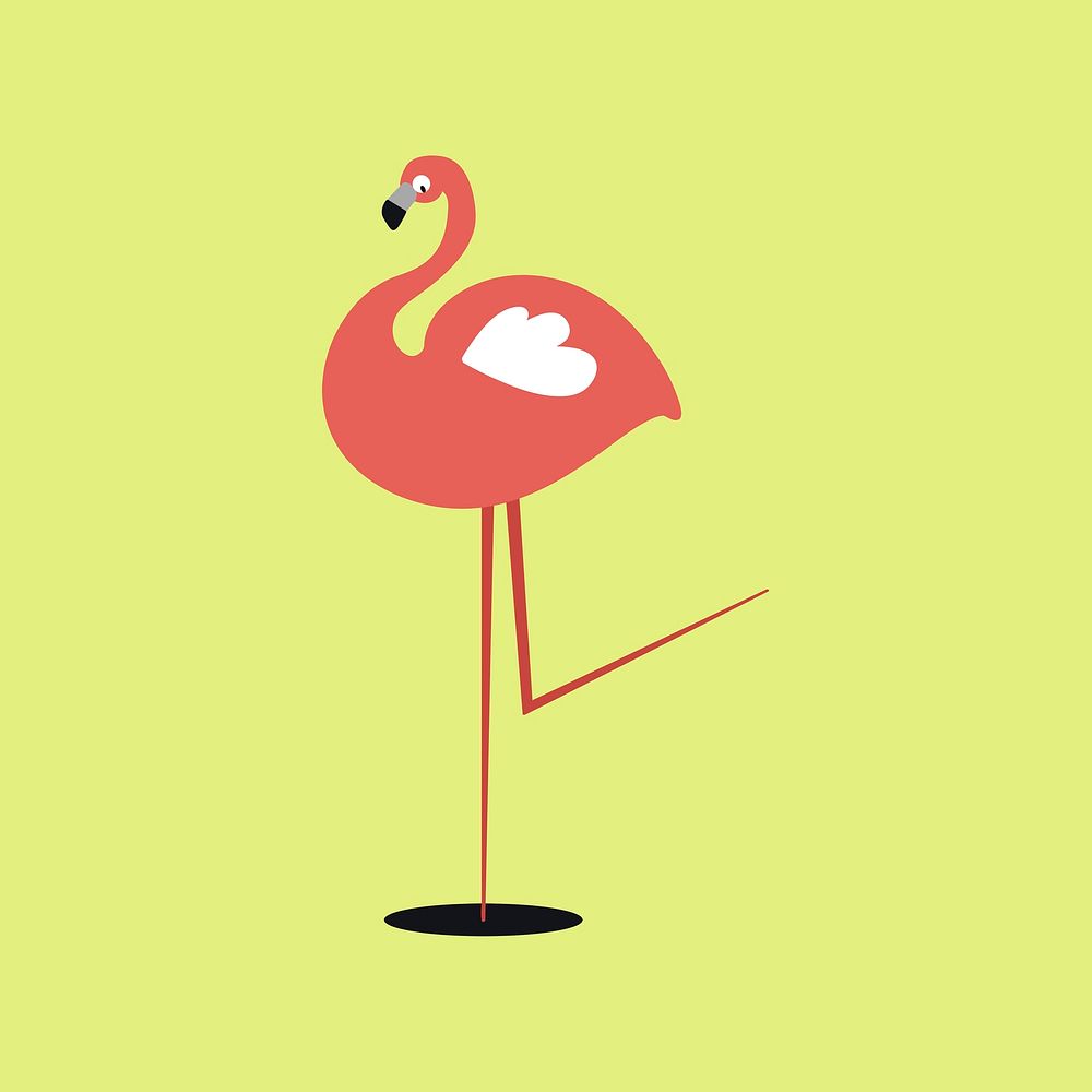 Cute flamingo animal psd doodle sticker in pink for kids