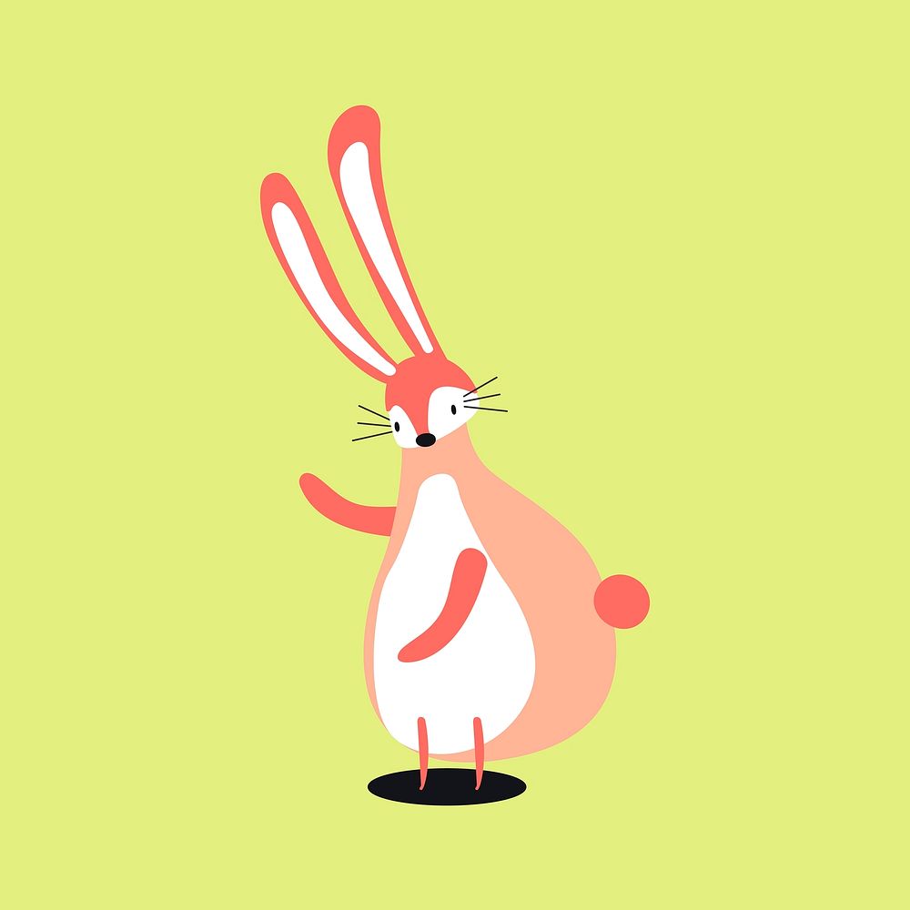 Pink bunny animal cute wildlife cartoon illustration for kids