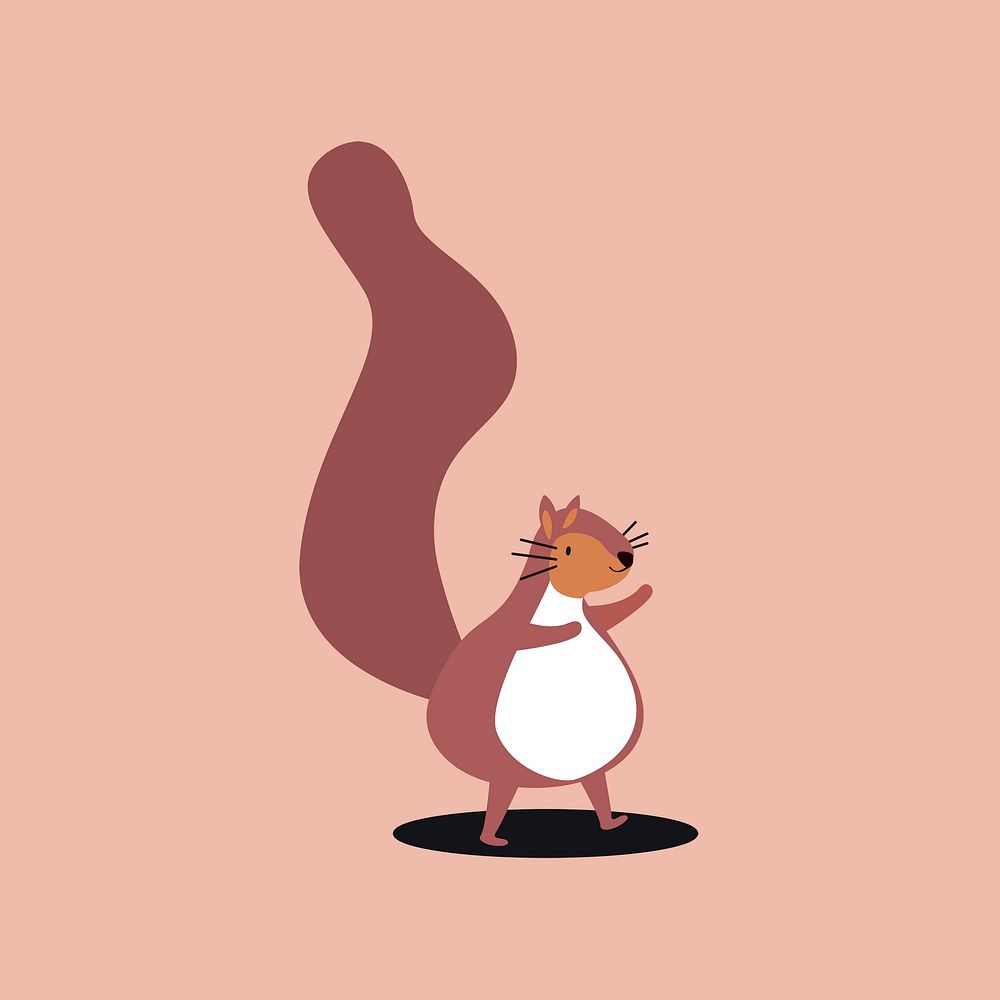 Brown squirrel animal psd cute wildlife cartoon sticker for kids