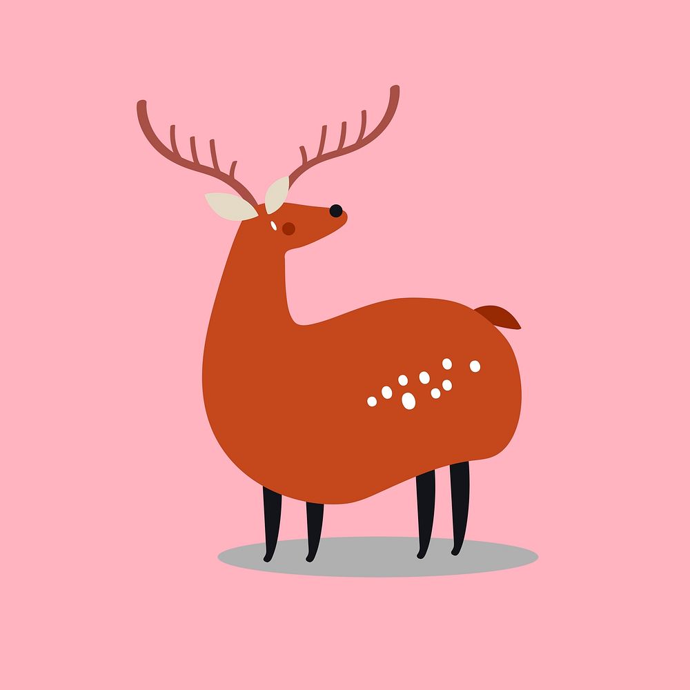Brown deer animal psd cute wildlife cartoon sticker for kids