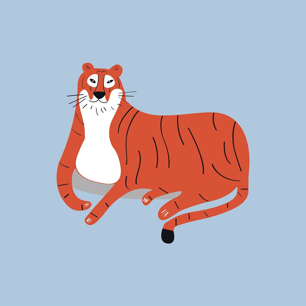 Orange tiger animal cute wildlife cartoon illustration for kids