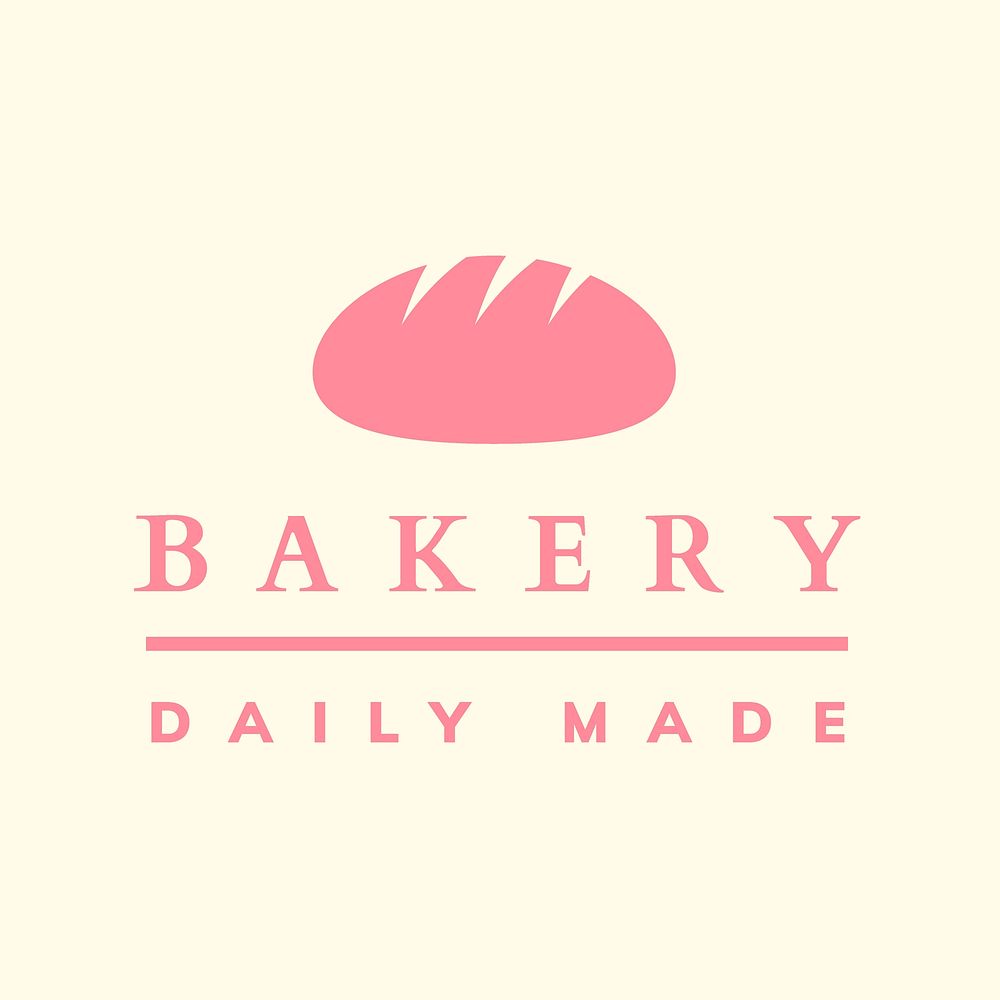 Bakery logo food business template for branding design, pink tone vector