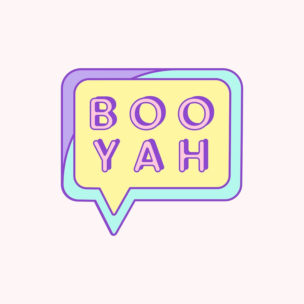 Editable speech bubble psd in pastel with boo yah text
