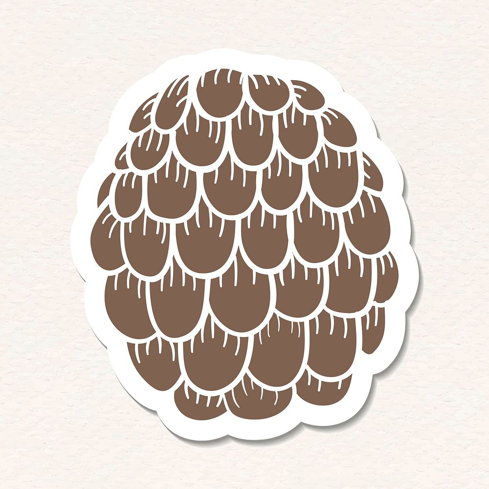 Hemlock pine cone sticker with a white border vector