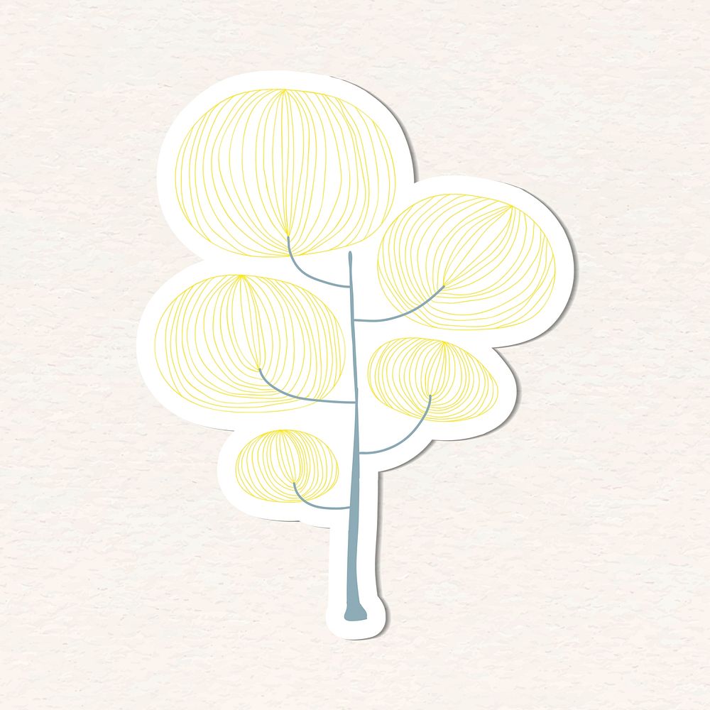 Yellow tree sticker with a white border vector