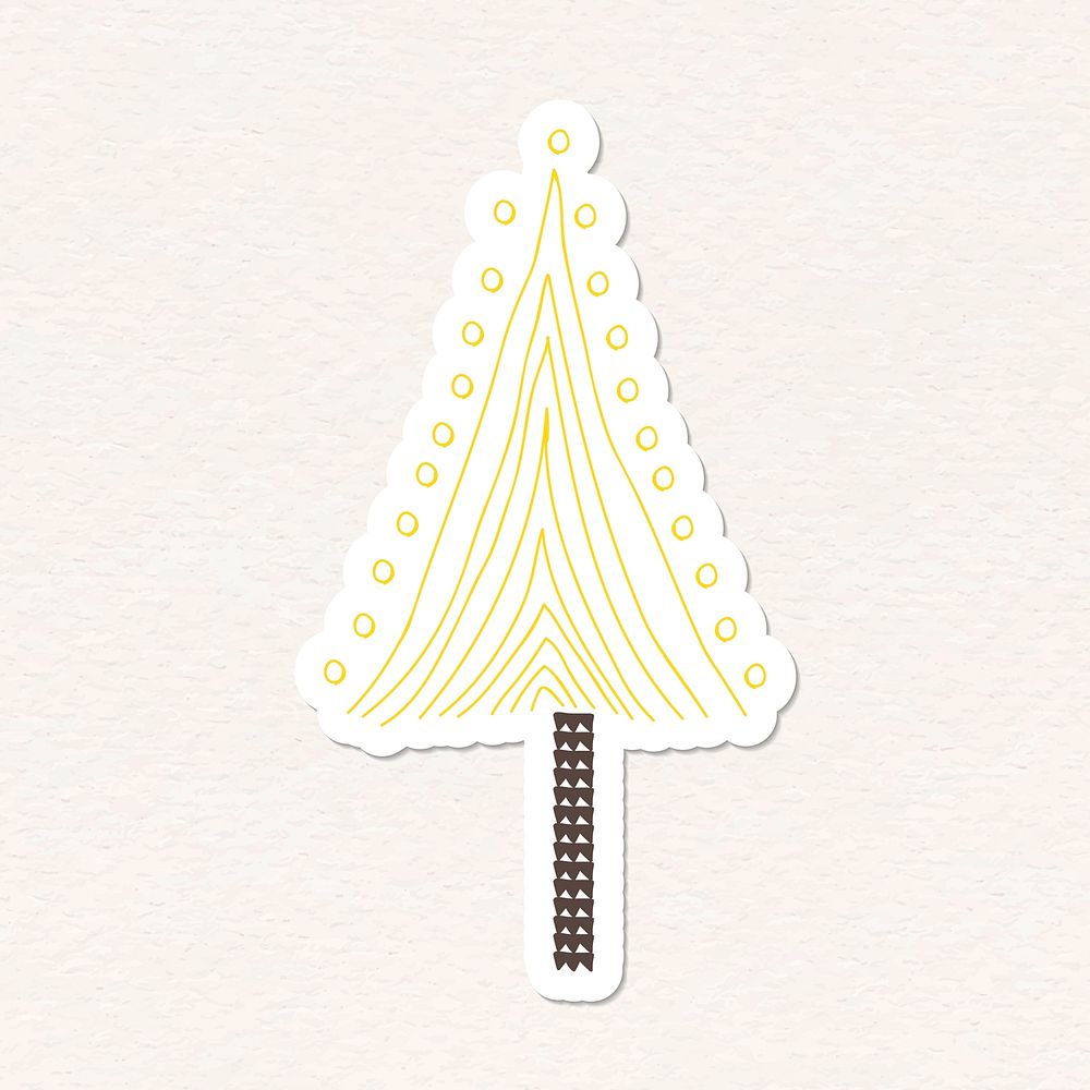 Yellow tree sticker with a white border vector