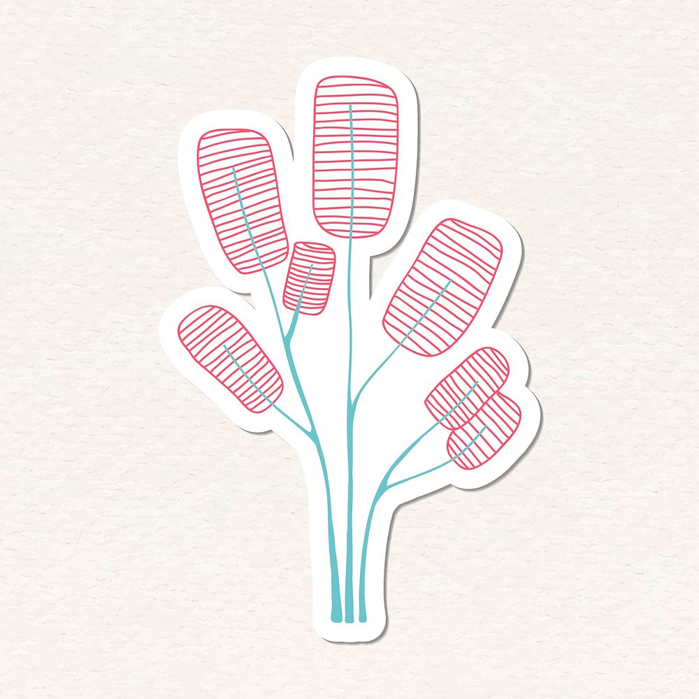Pink tree sticker with a white border vector