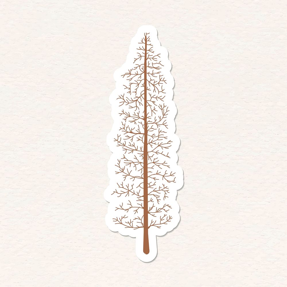 Dry tree sticker with a white border vector