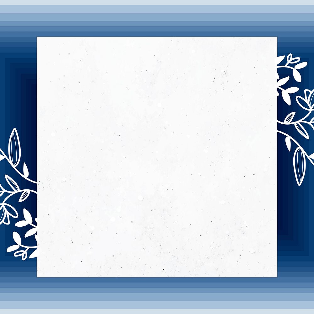 Blue square floral frame vector
