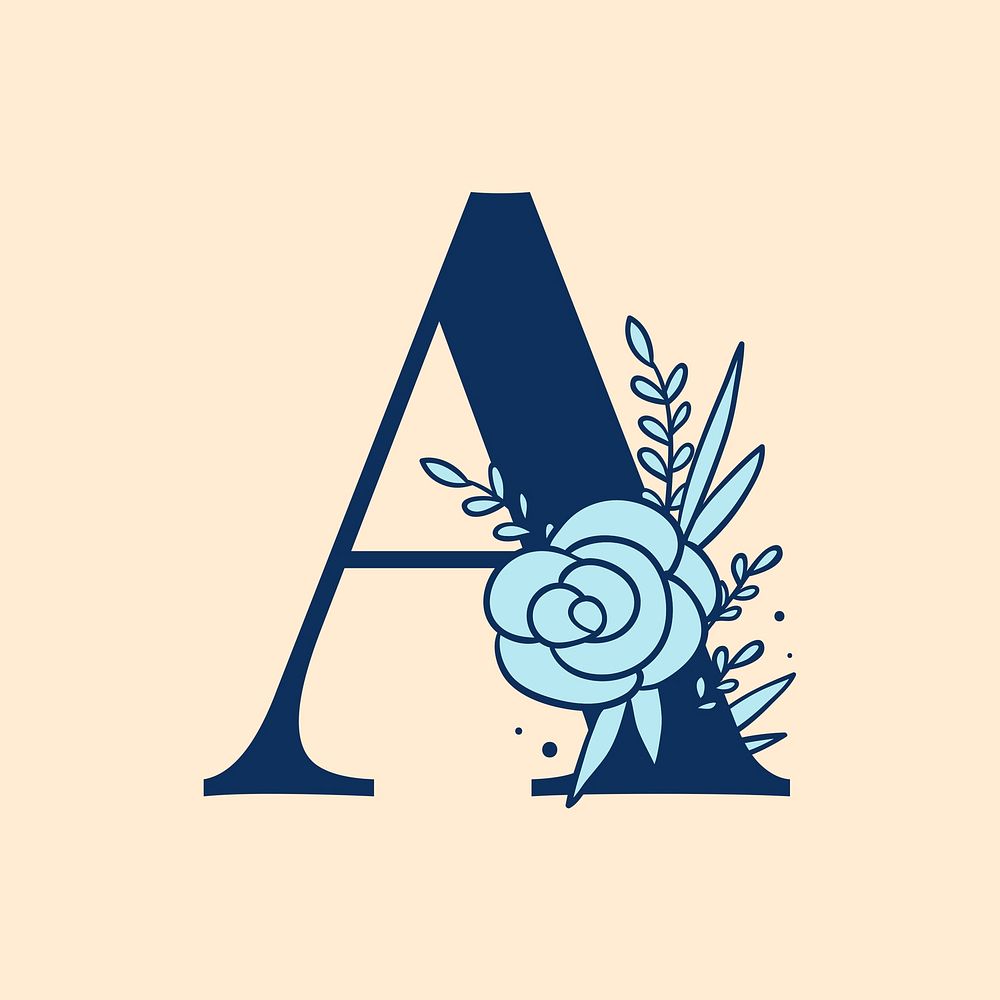 Letter A floral font typography