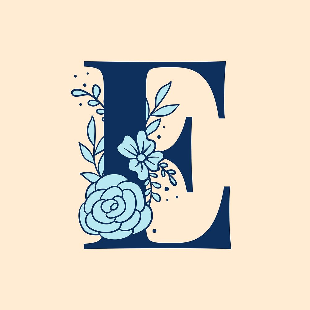 Letter E floral font typography
