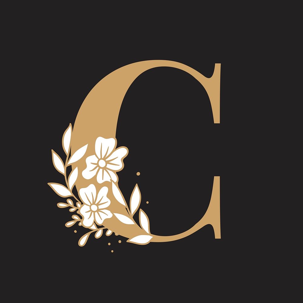 Floral letter C font typography | Free PSD - rawpixel