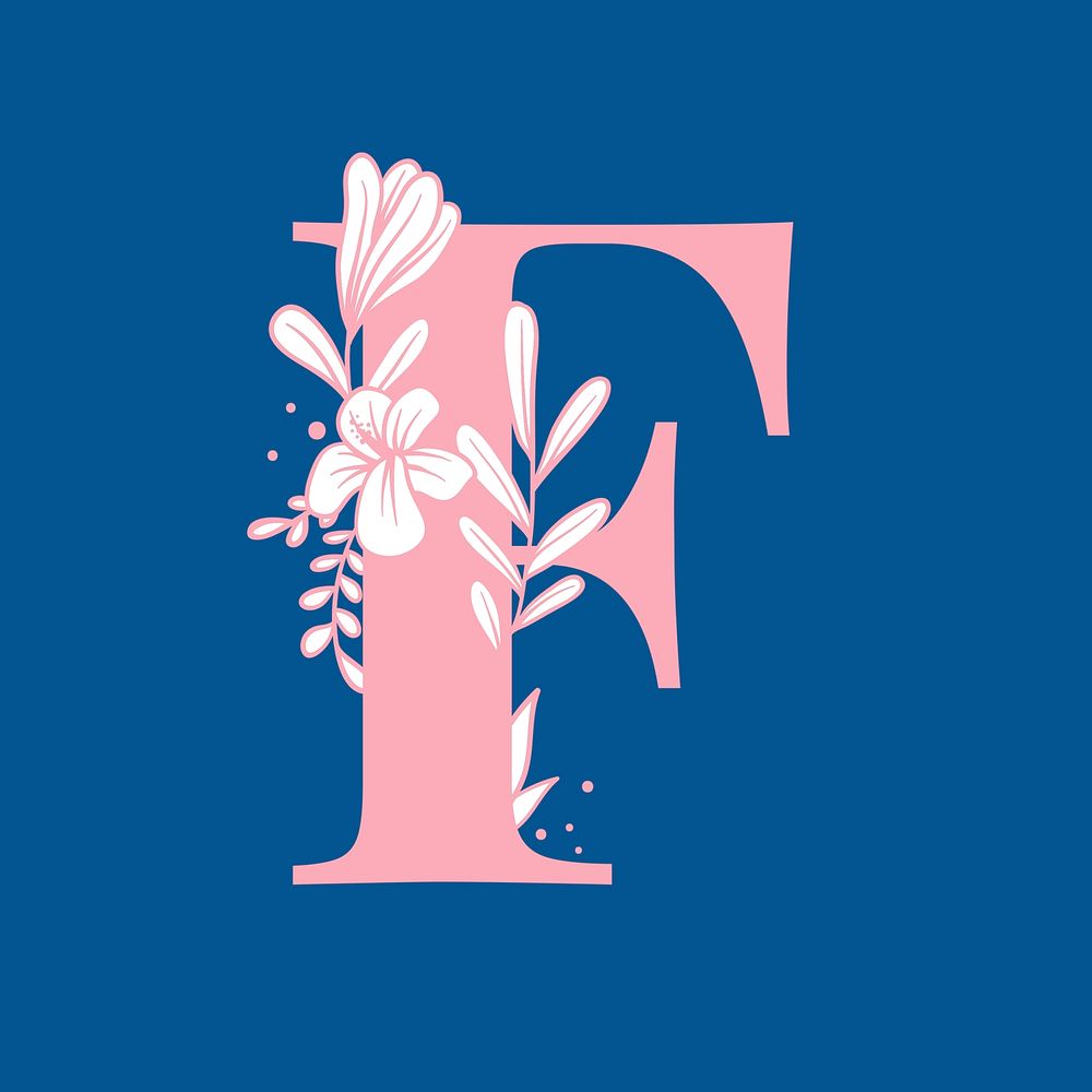 Letter F floral alphabet typography
