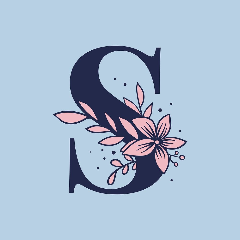 Floral letter S alphabet typography