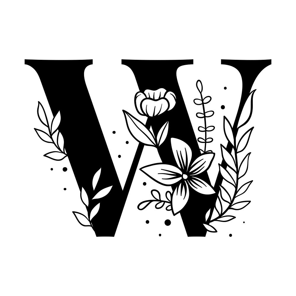 Letter W script floral alphabet | Free Photo - rawpixel
