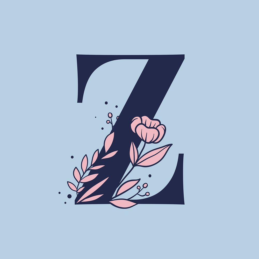 Floral letter Z alphabet typography