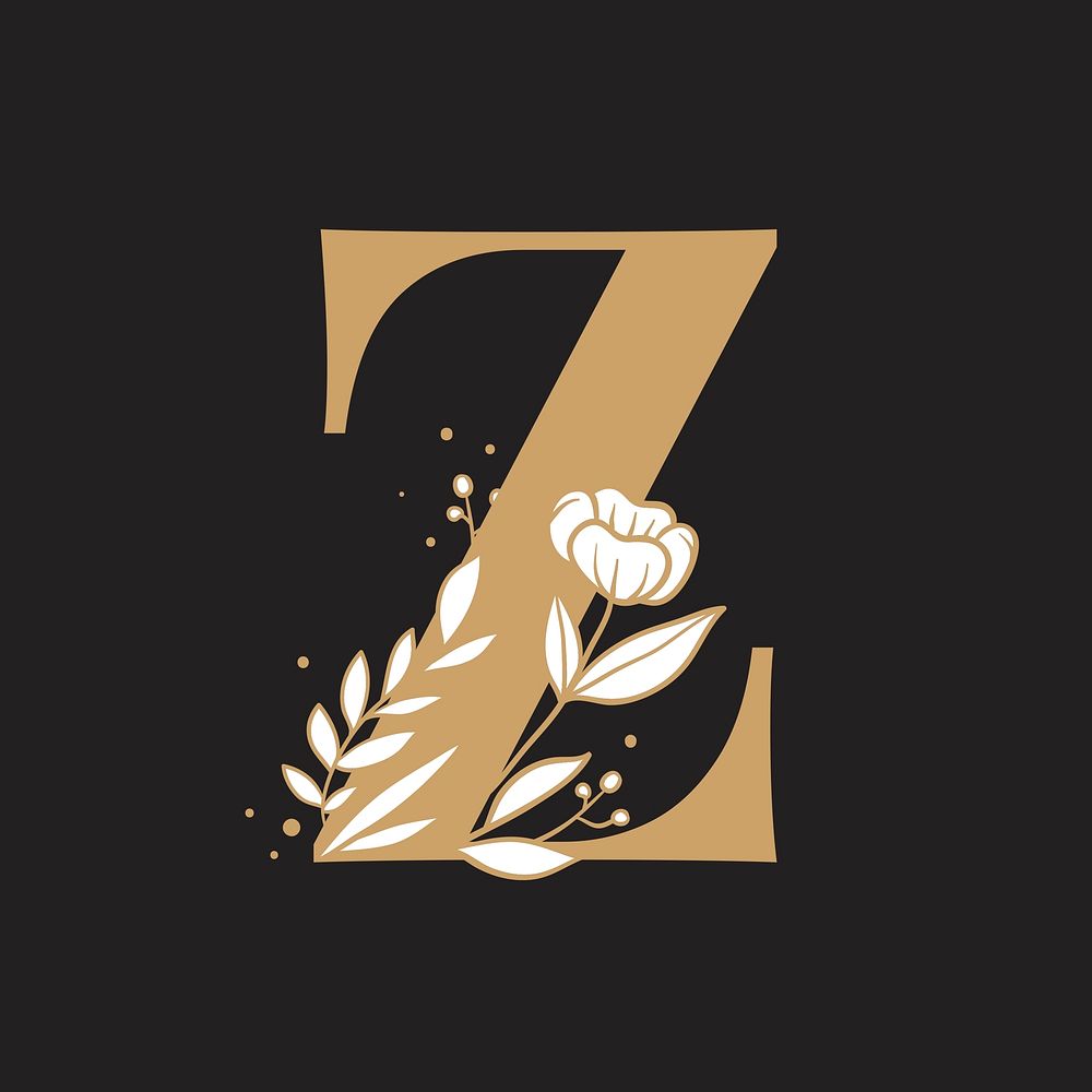 Floral letter Z font typography