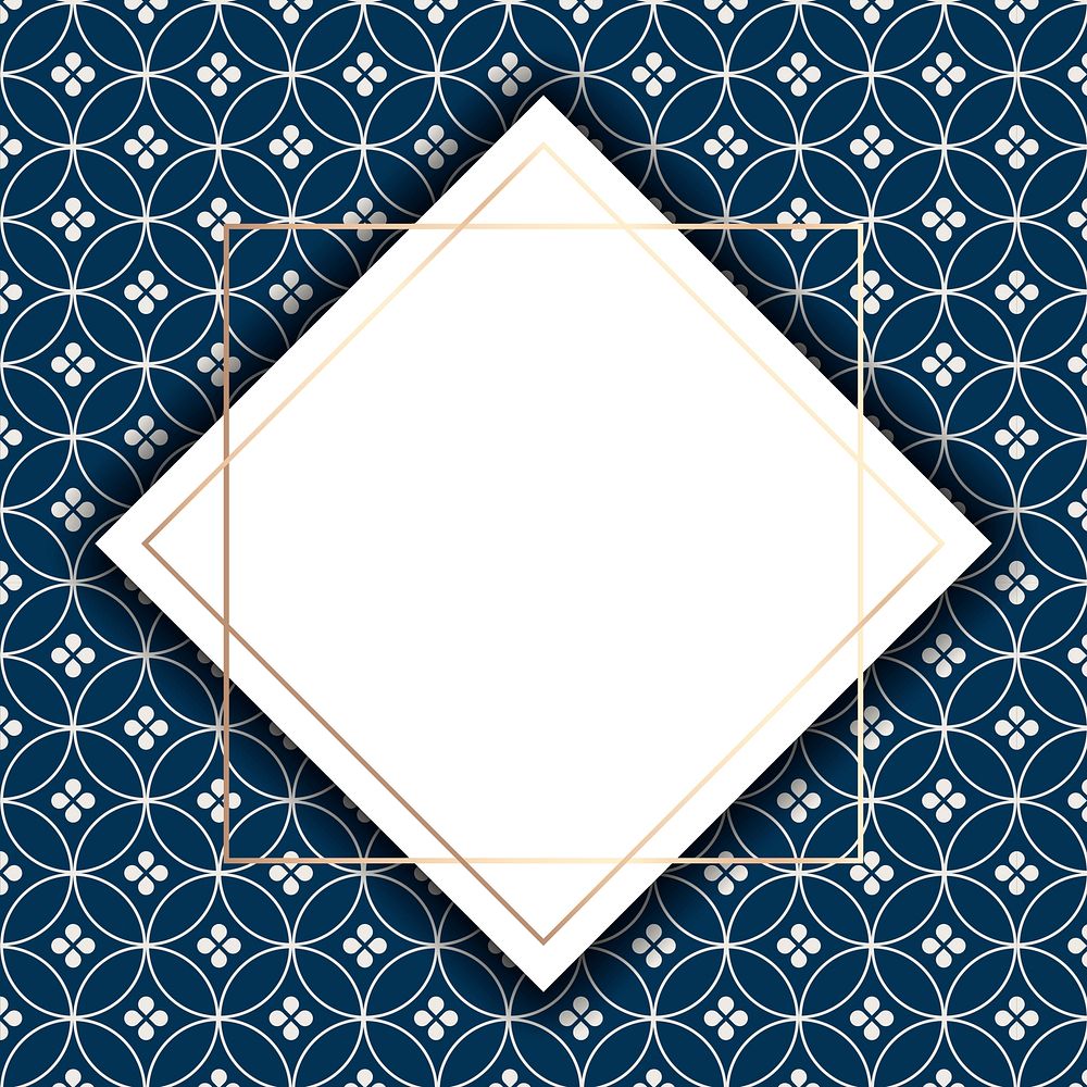 Gold frame on a blue Shippo Japanese seamless pattern vector