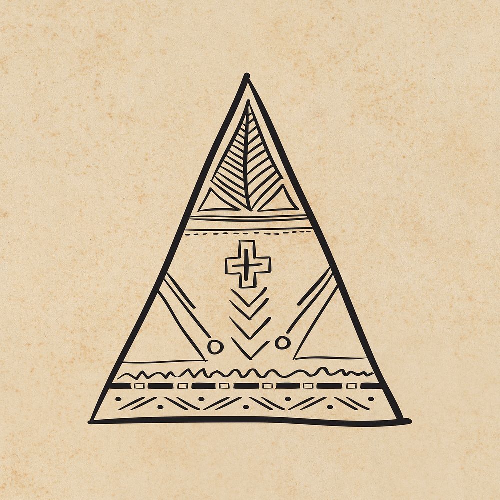 Doodle bohemian tipi symbol psd illustration