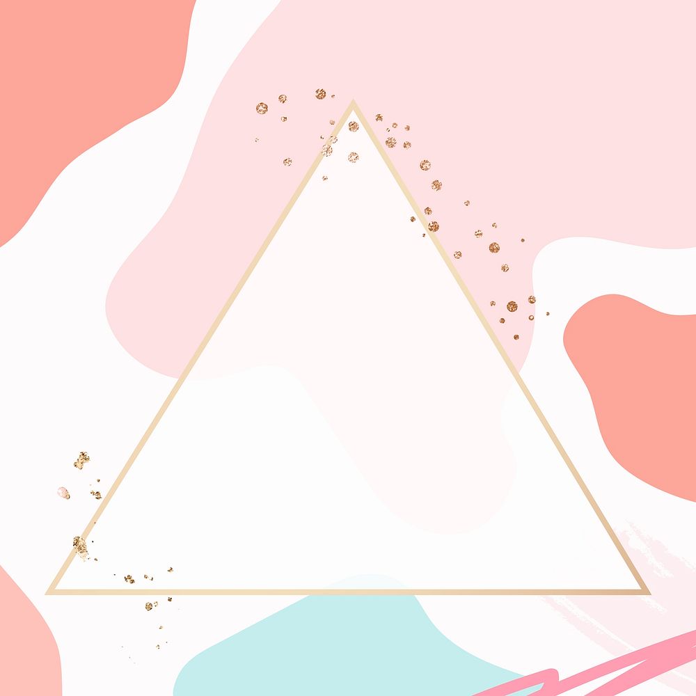 Triangle gold frame in pastel pink Memphis style