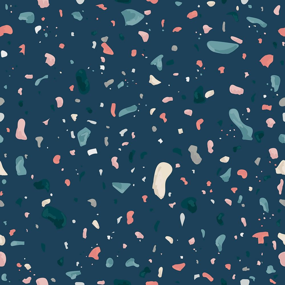 Blue terrazzo abstract background seamless pattern