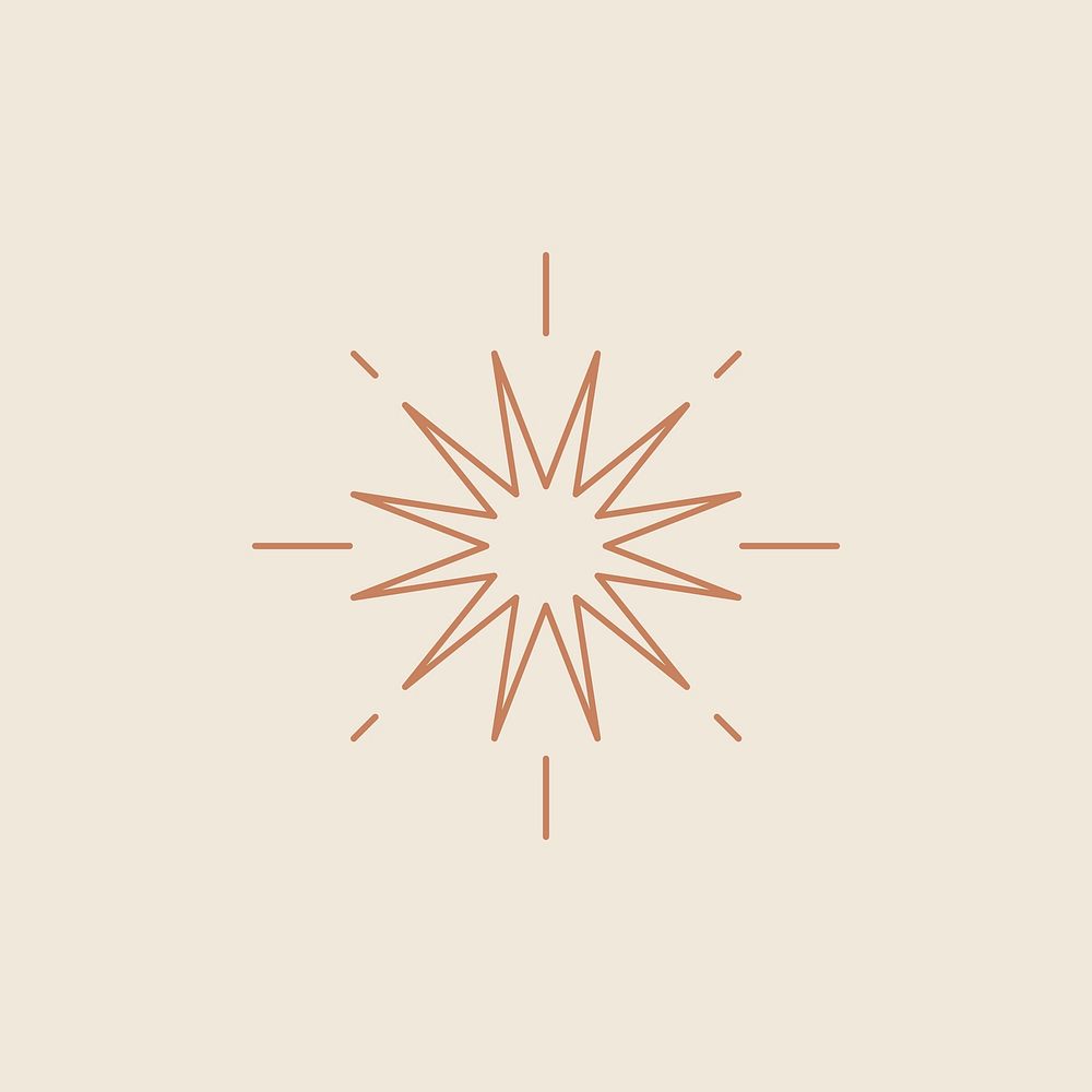 Sparkling star sketch vector on beige background