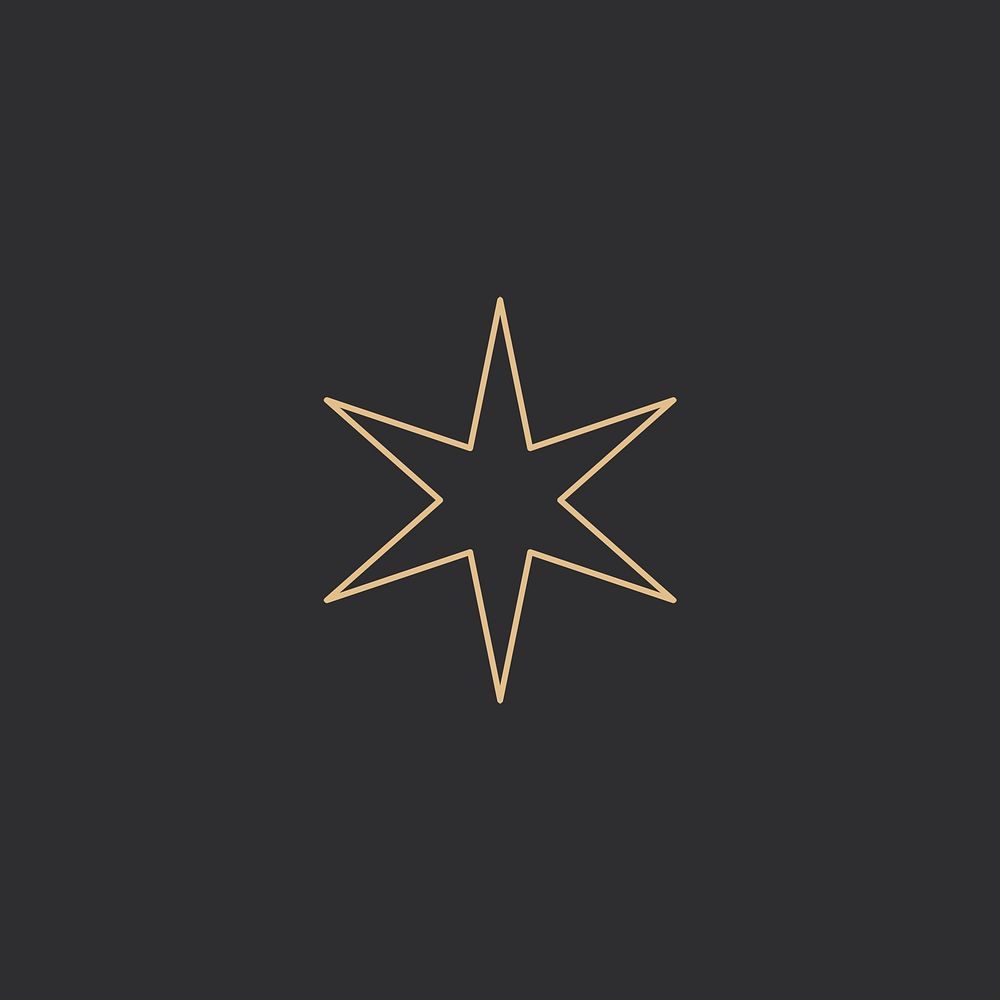 Golden linear sparkle hexagram psd on black background