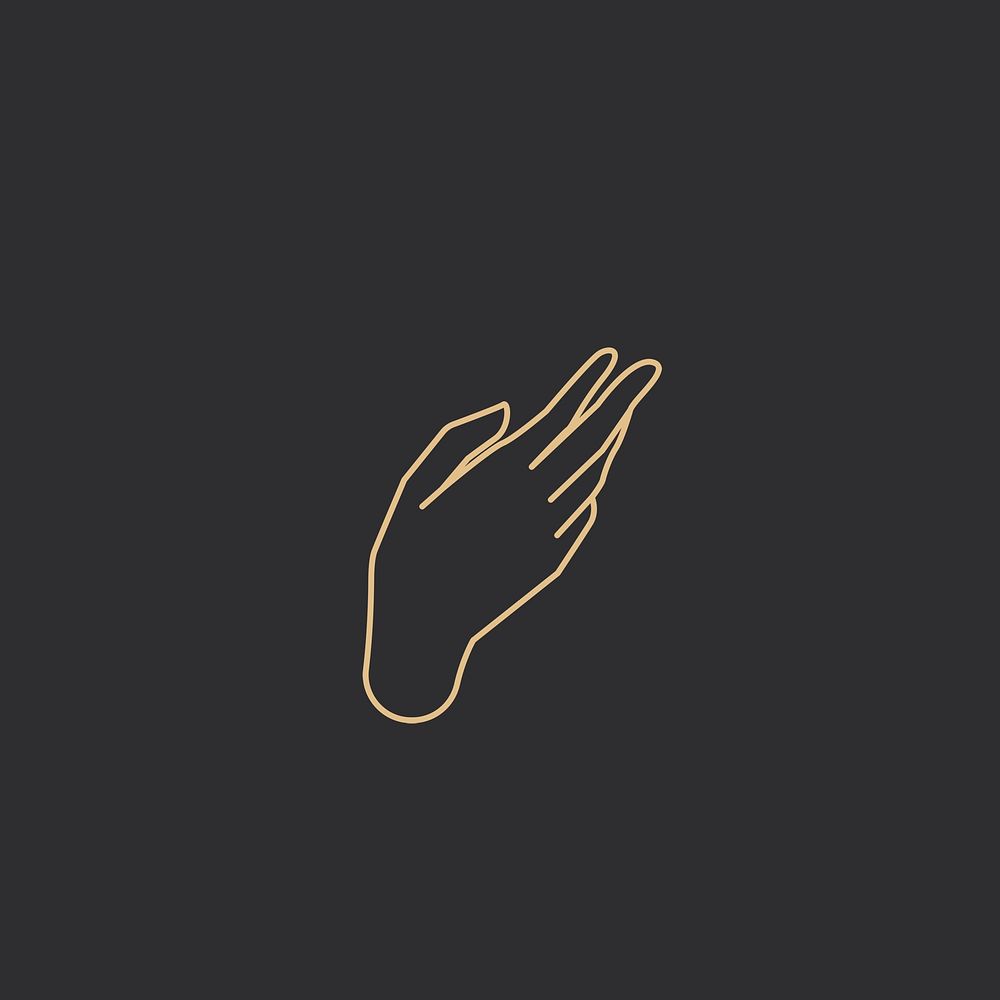 Magical hand psd golden linear drawing on black background
