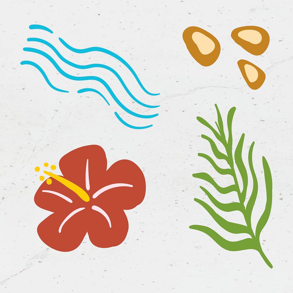 Tropical summer sticker collection design resource 