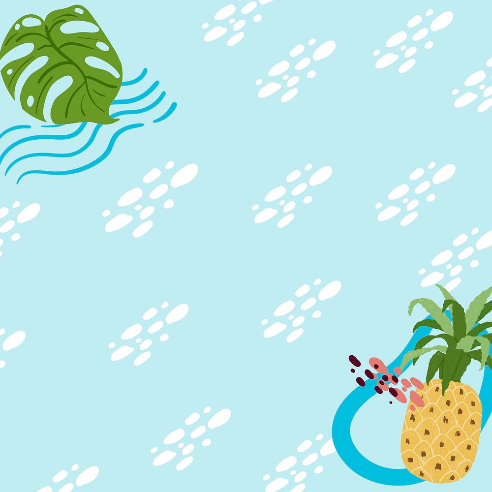 Pineapple frame on a sky blue background design vector