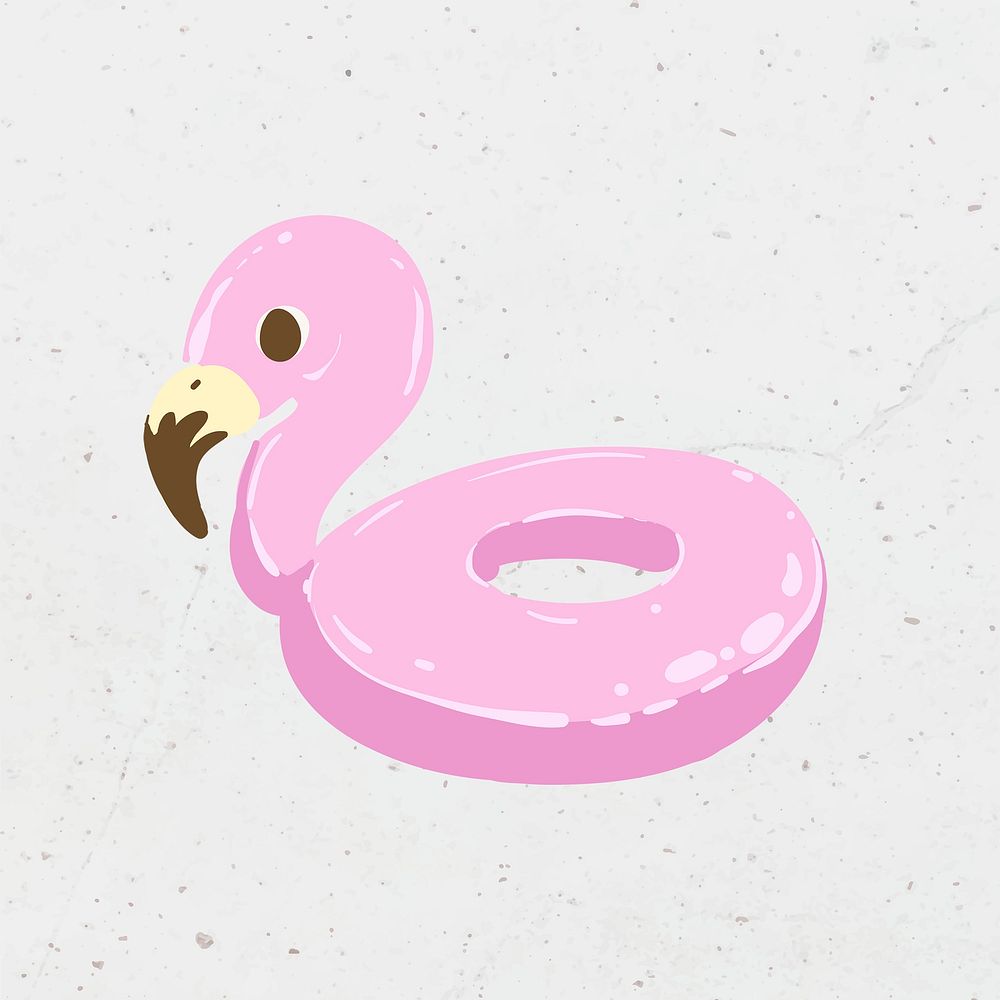 Pink inflatable flamingo on a gray background 