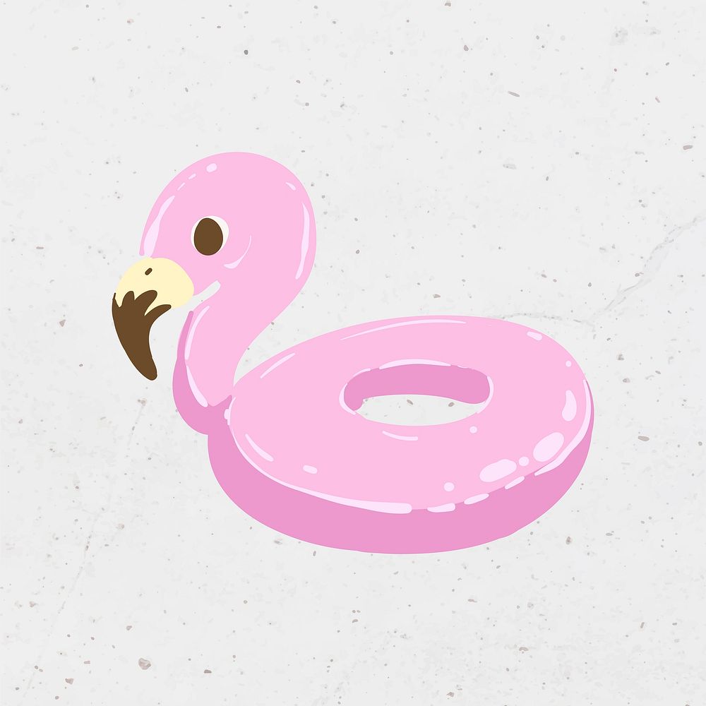 Pink inflatable flamingo on a gray background vector 