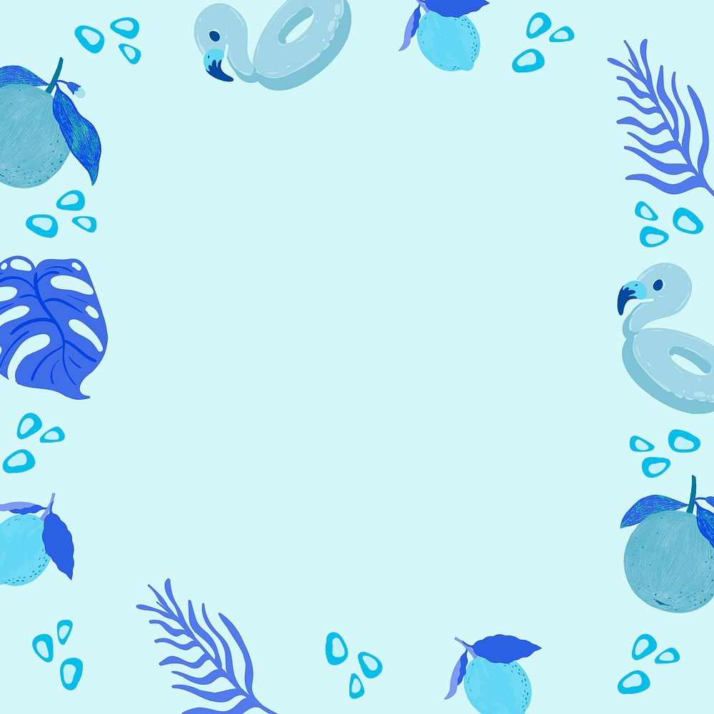 Tropical summer frame on a sky blue background design vector