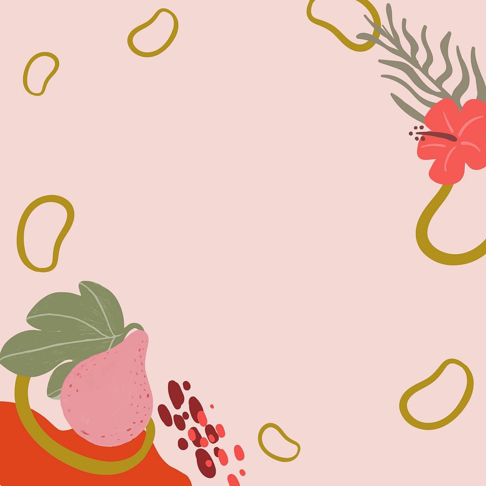Tropical pear fruit frame on a pink background design 