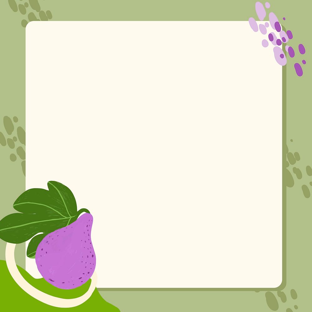Pear fruit square frame on a green background design