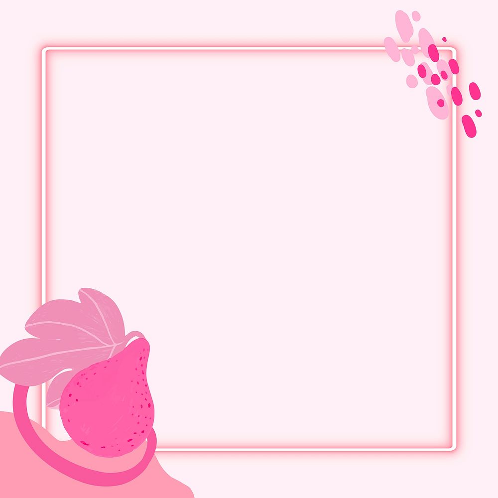 Neon pink square frame background design vector 