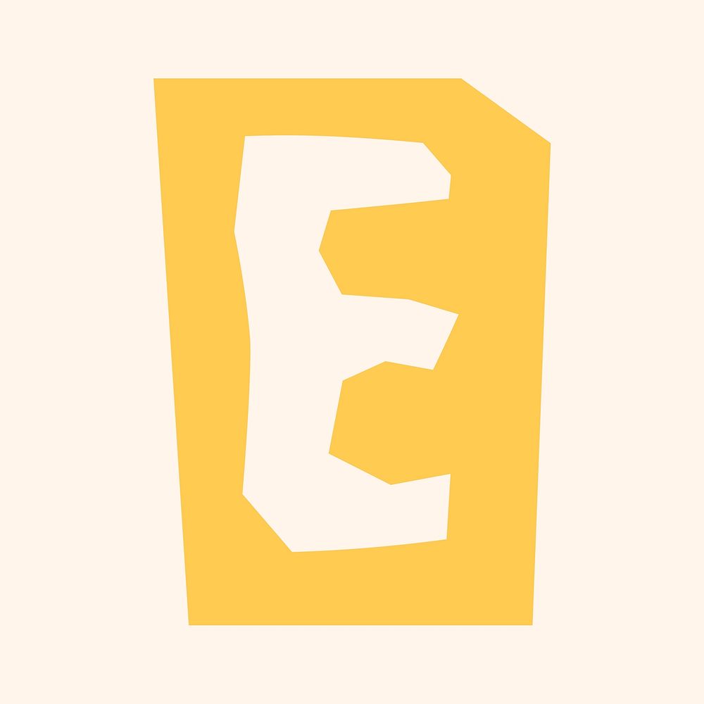 E letter psd paper cut alphabet typography font