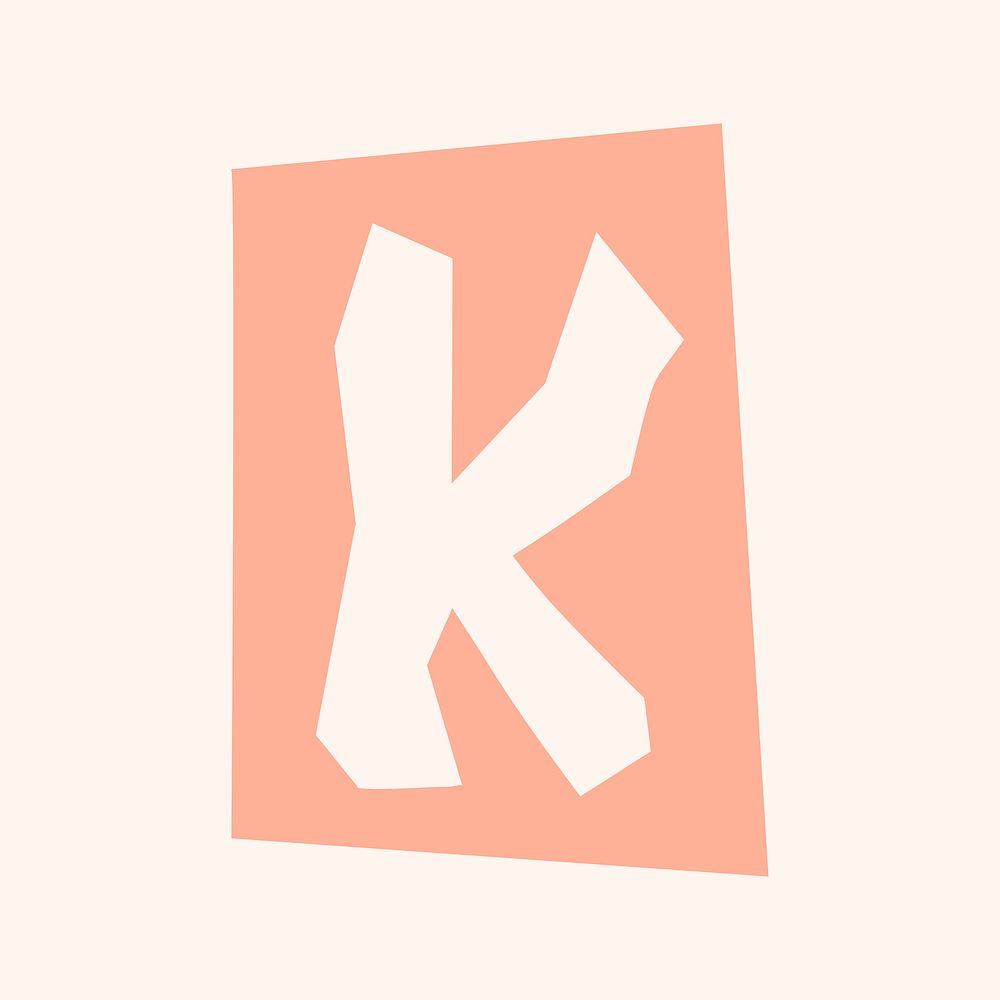 K letter paper cut alphabet typography font