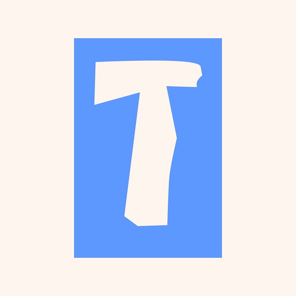T letter paper cut alphabet typography font