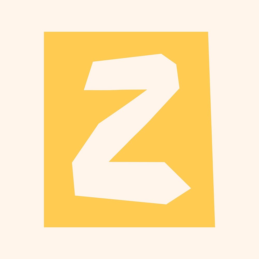 Z letter psd paper cut alphabet typography font
