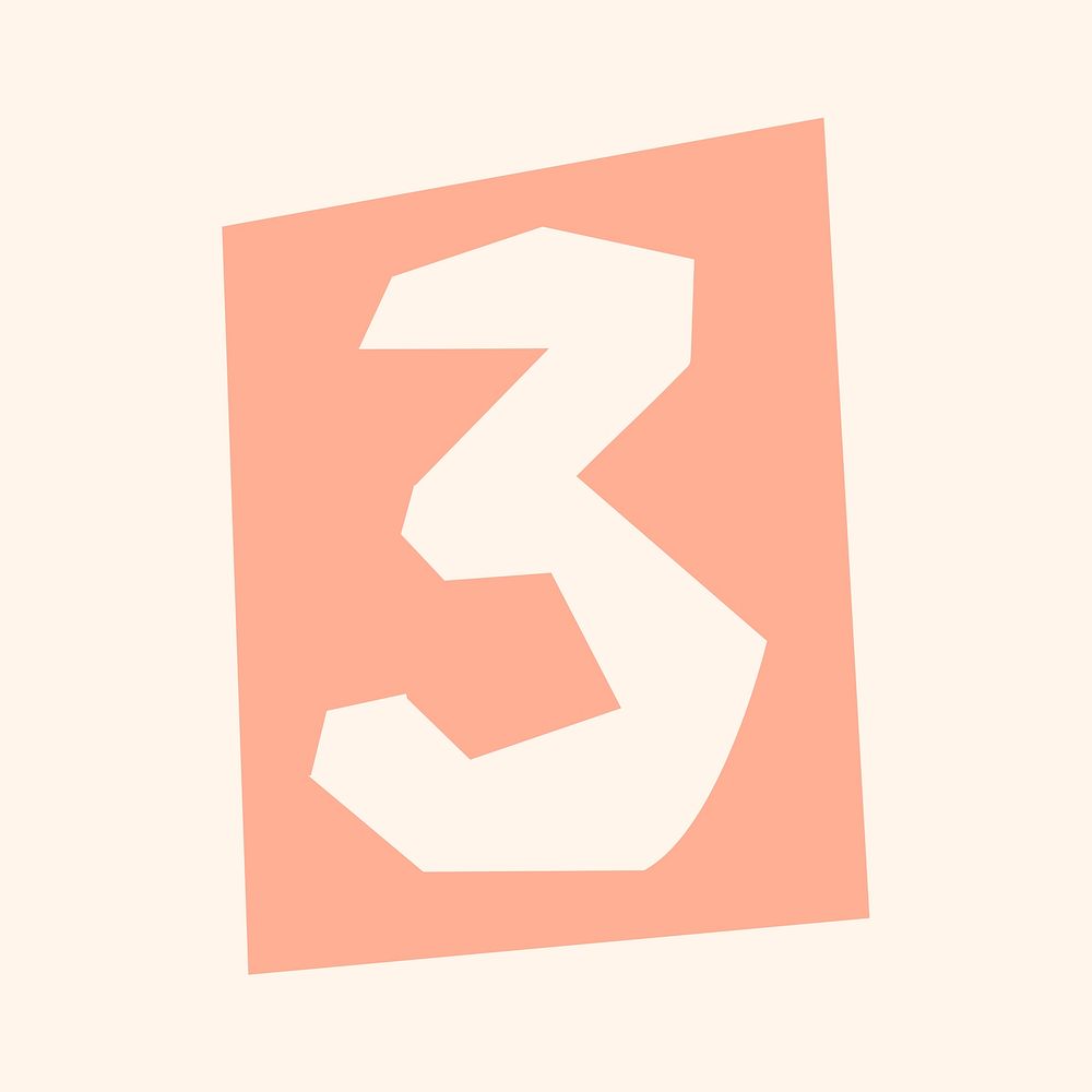 Number 3 font psd paper cut typography