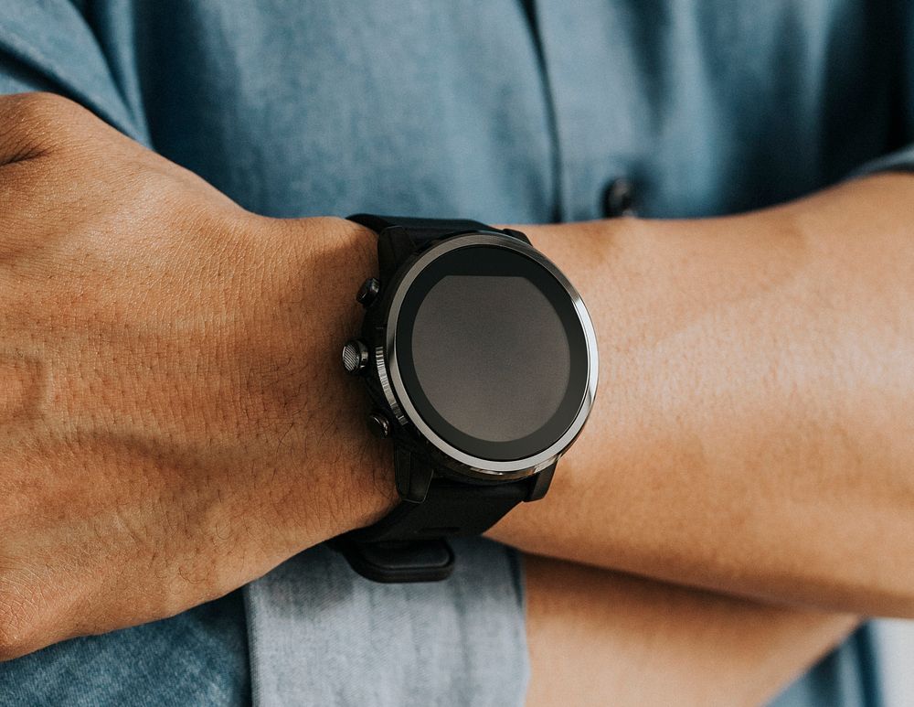 Closeup of a smartwatch on a man's wrist