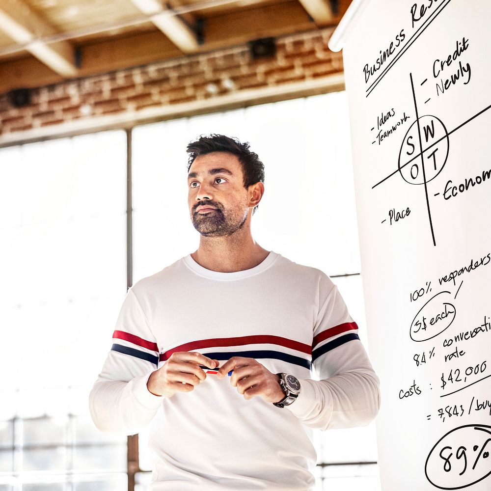 Man writing on a white board