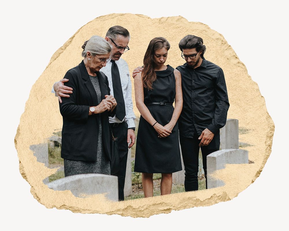 Family giving their last goodbyes at the cemetery image element