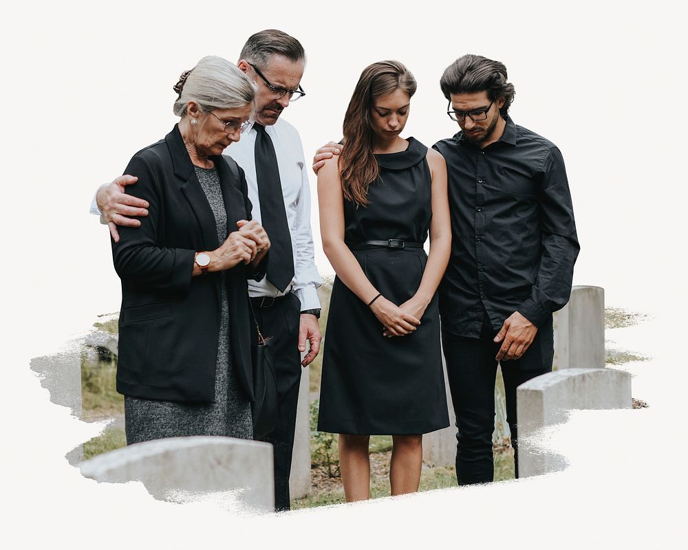 Family giving their last goodbyes at the cemetery image element