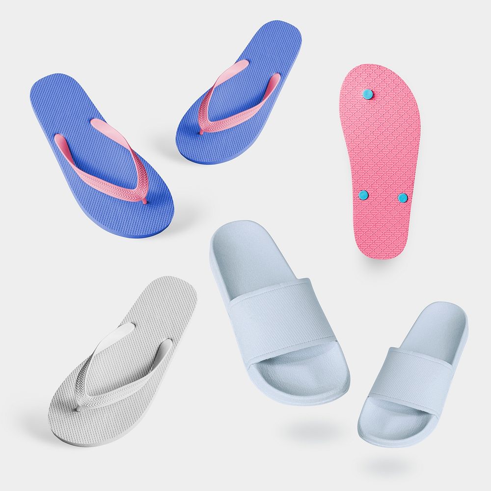 Psd flip flops slipper mockup set