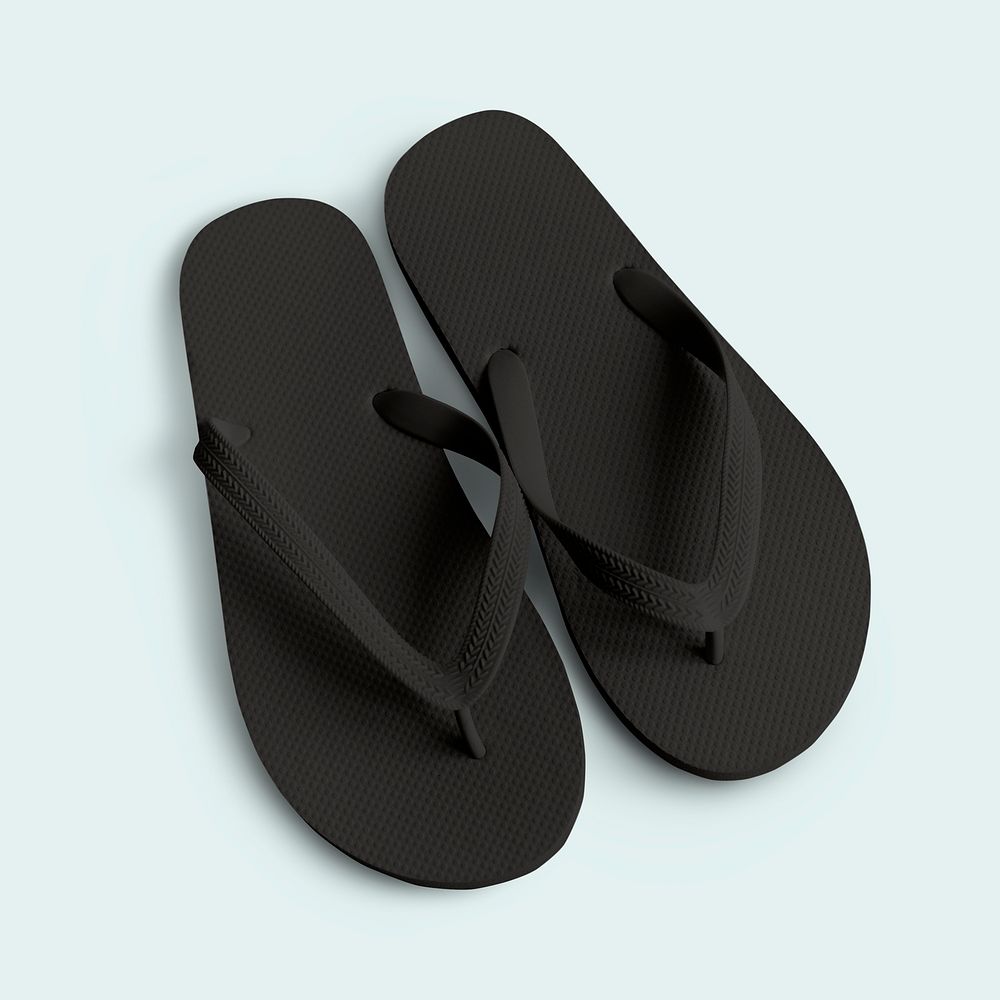 Black rubber flip flops slipper