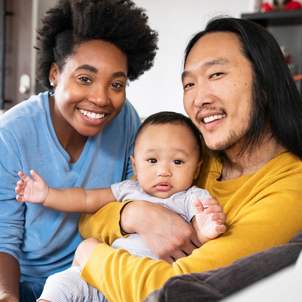 Happy diverse family spending time together in the new normal