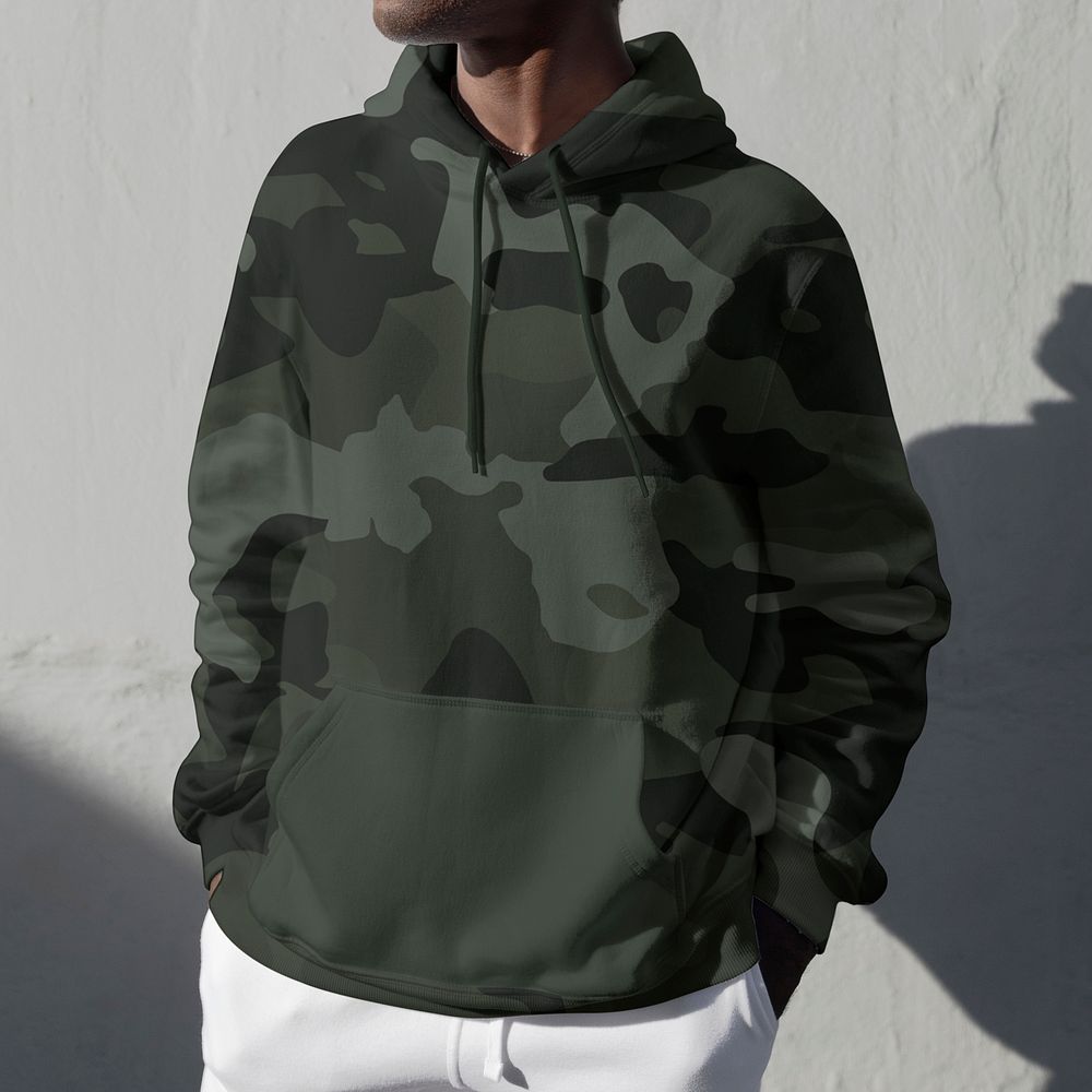 Men's camouflage pattern hoodie, street fashion