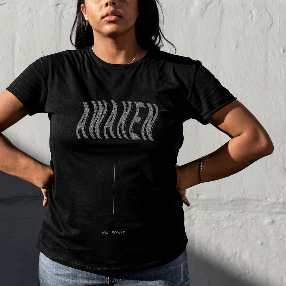 Awaken t-shirt black women&rsquo;s simple streetwear outdoor shoot